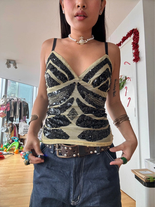 Rockstar GF Inspired Sequin Embellished Cami Top