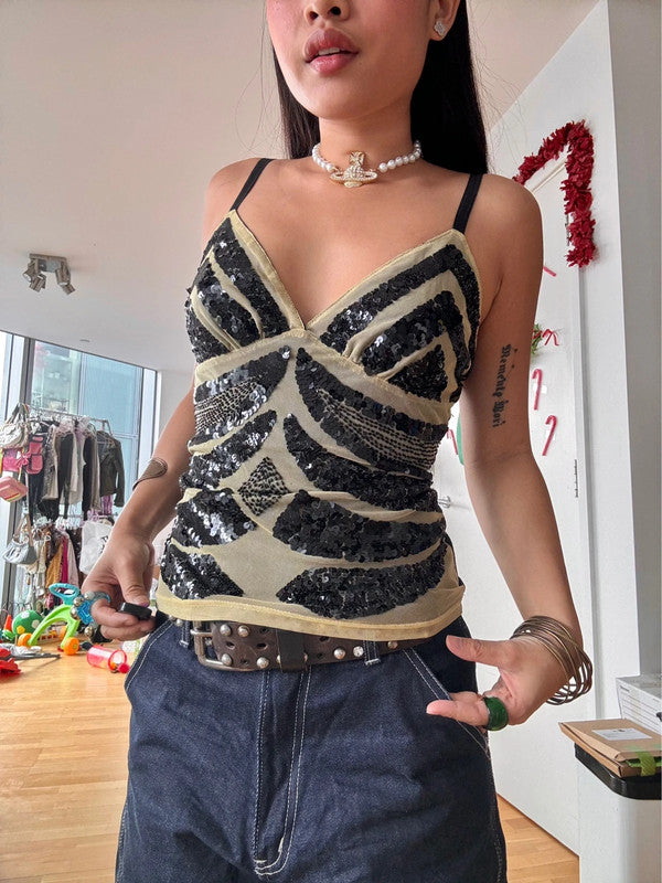 Rockstar GF Inspired Sequin Embellished Cami Top