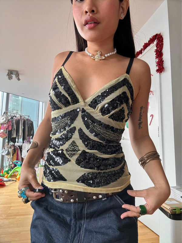 Rockstar GF Inspired Sequin Embellished Cami Top