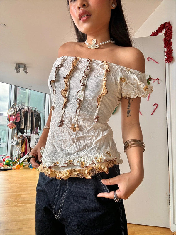 Vintage Milkmaid Gorgeous Appliqué Top