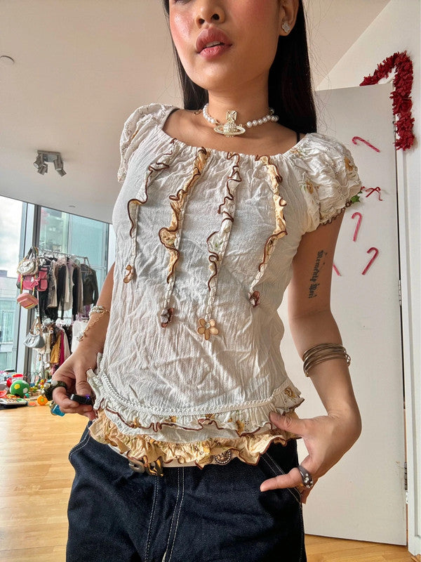 Vintage Milkmaid Gorgeous Appliqué Top