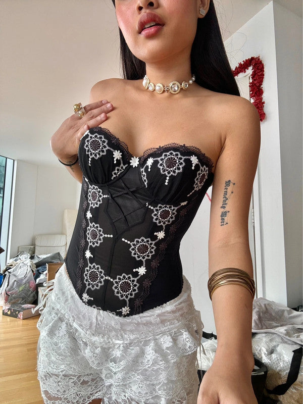 Vintage Luxurious Floral Corset Top