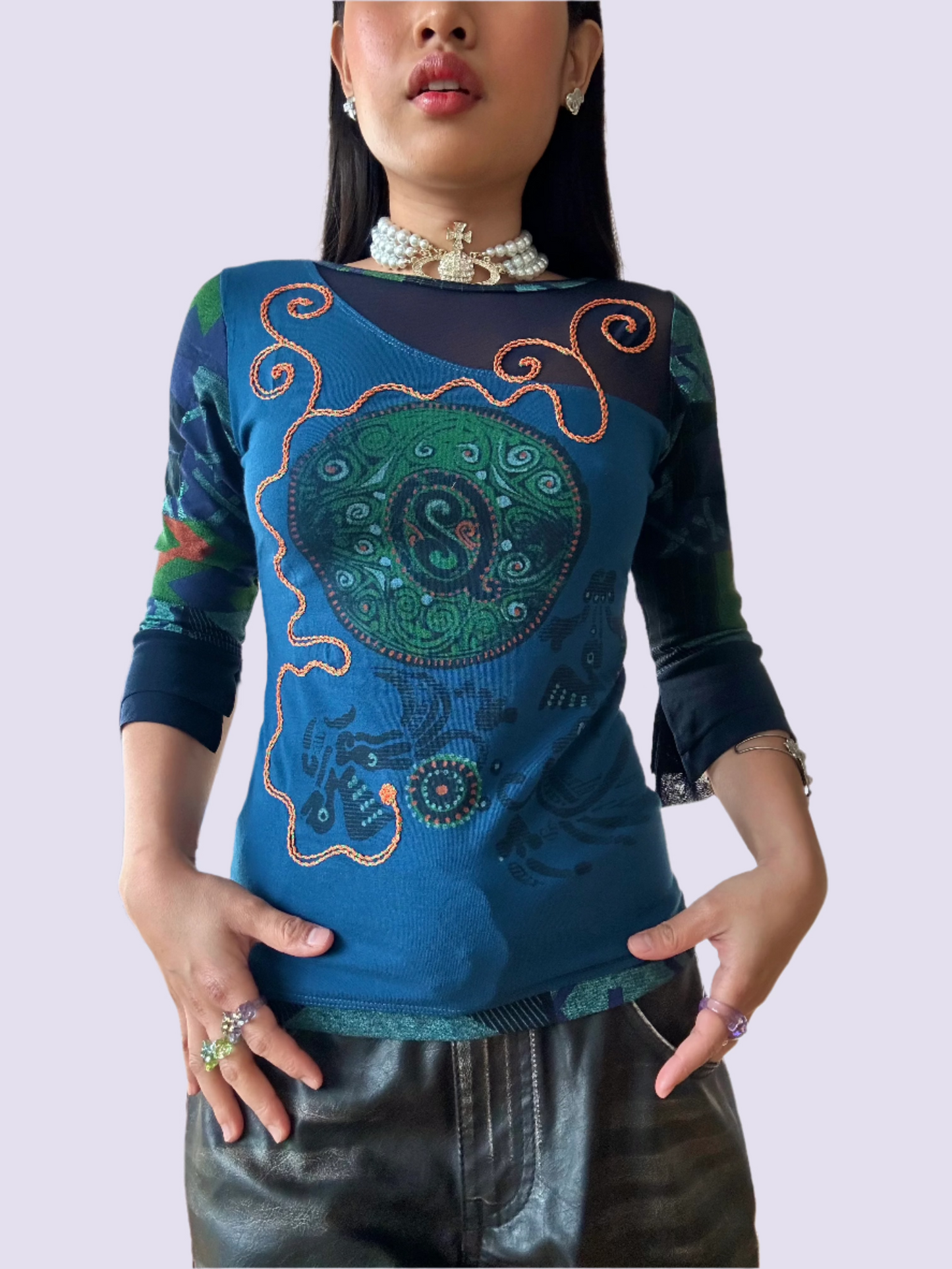 Save The Queen Majestic Psychedelic Print Tulle Shirt