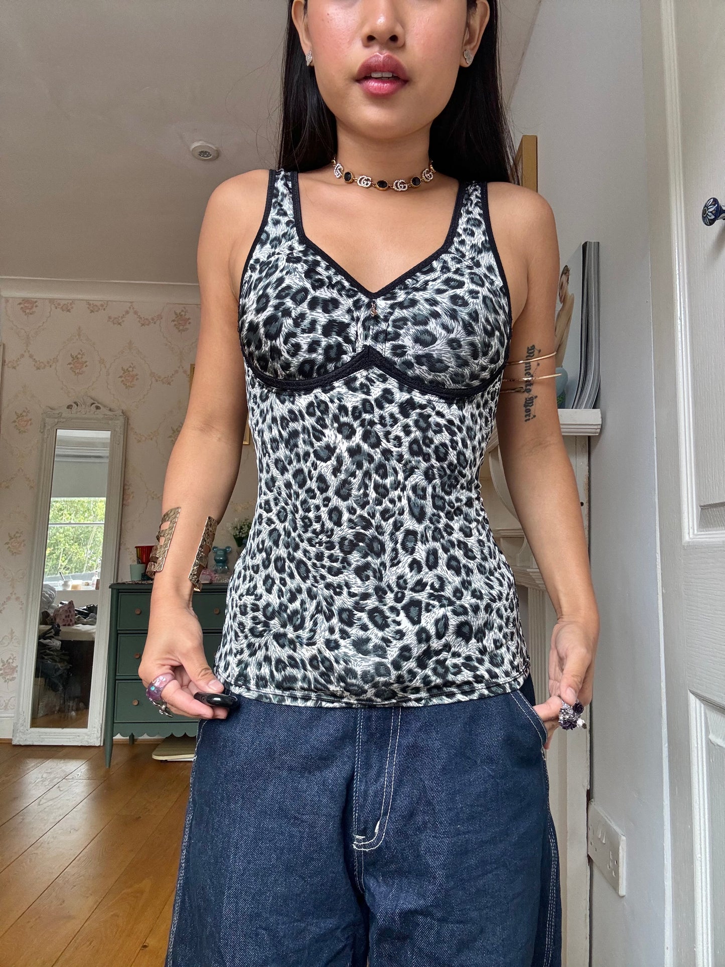 Vintage Leopard Print Slinky Cami Top